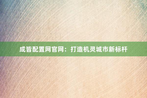 成皆配置网官网：打造机灵城市新标杆